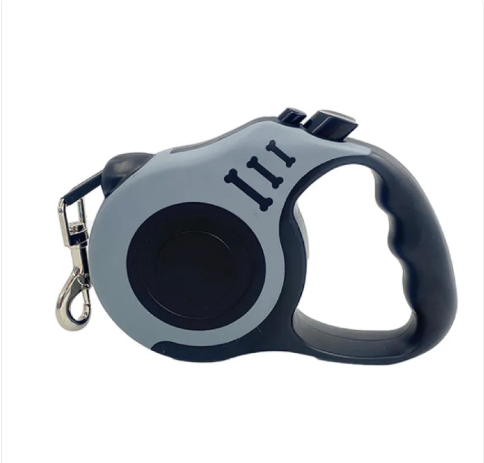 Automatic Retractable Dog Leash with Bone Print – Durable Nylon, Smooth Retraction