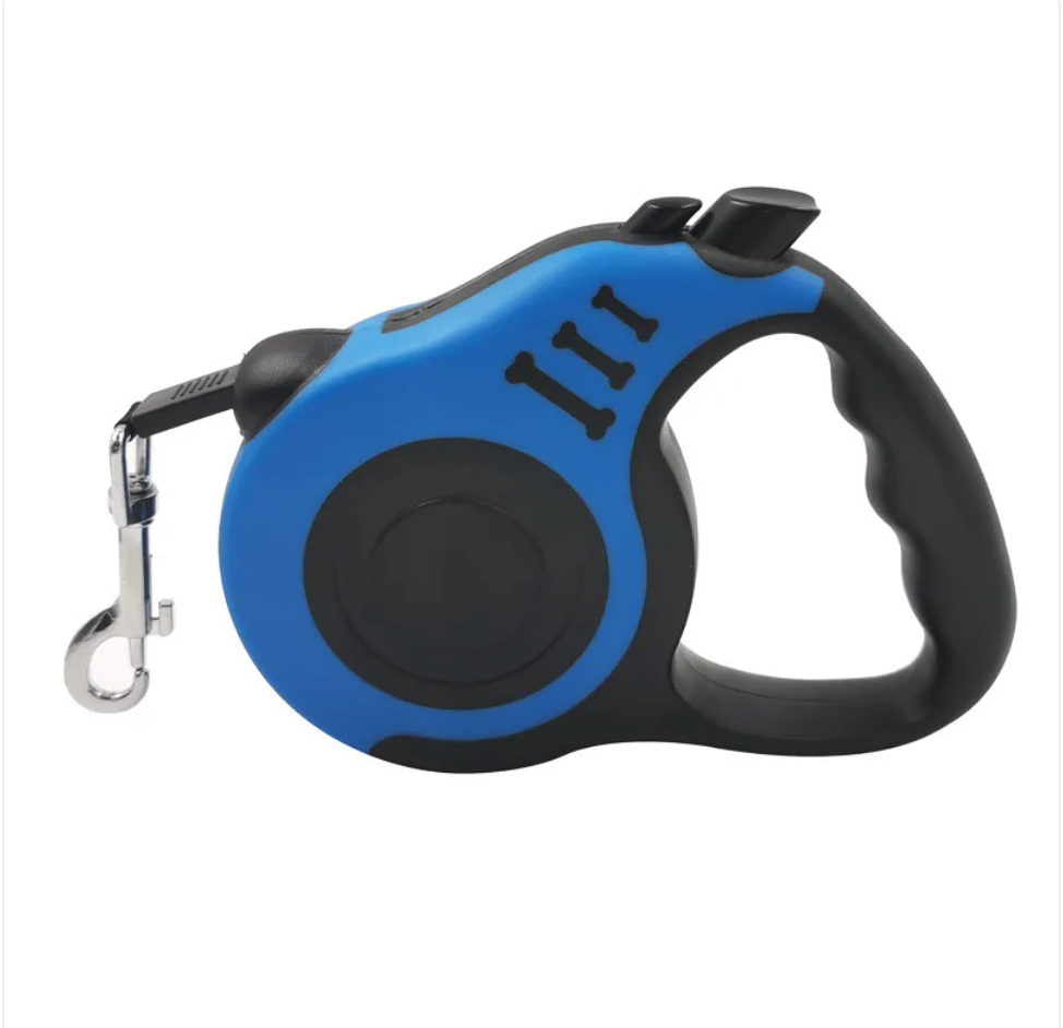 Automatic Retractable Dog Leash with Bone Print – Durable Nylon, Smooth Retraction