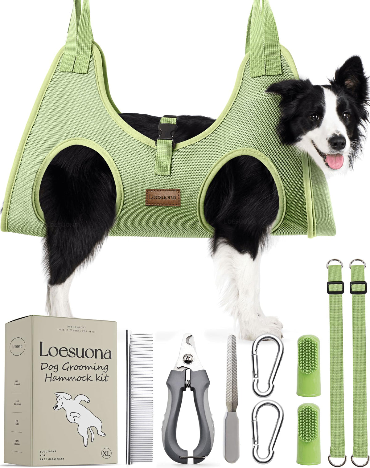 Dog Grooming Hammock with Nail Clippers – Adjustable Sling for Stress-Free Nail Trimming