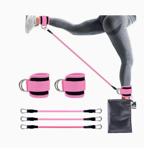 Ankle Strap Resistance Bands for Hip and Leg Training - Adjustable Elastic Bands for Yoga, Pilates, CrossFit and Gym | Set of 2