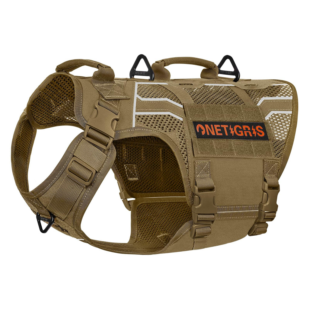 OneTigris Tactical Dog Harness – Breathable Mesh Military Vest with No-Pull Buckle for Medium & Large Dogs