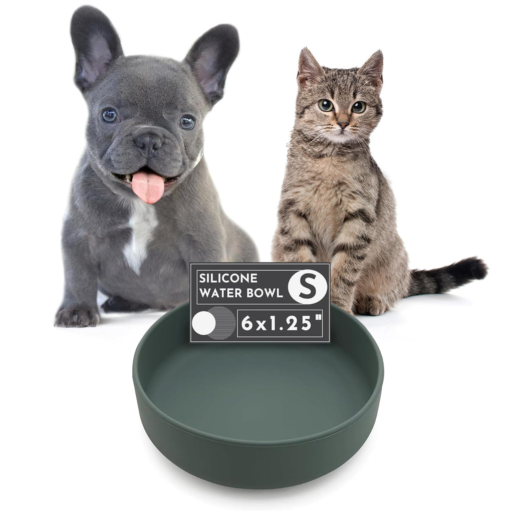 Should We Go? The Perfect Dish - Durable Dog Water Bowl - No Spill - Less Mess Non-Tippable Water & Food Bowl Pure Silicone Spill Proof with Suction Cup Suitable for All Pets Small-Spruce