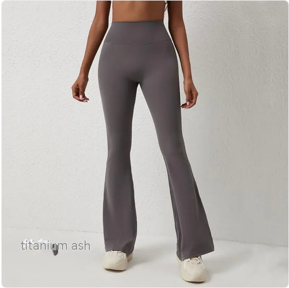 High Waisted Fitness Pants - Nylon Spandex Hip-Lifting Wide-Leg Workout Pants | S–XL