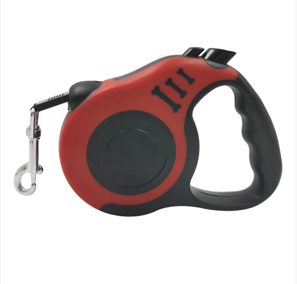 Automatic Retractable Dog Leash with Bone Print – Durable Nylon, Smooth Retraction