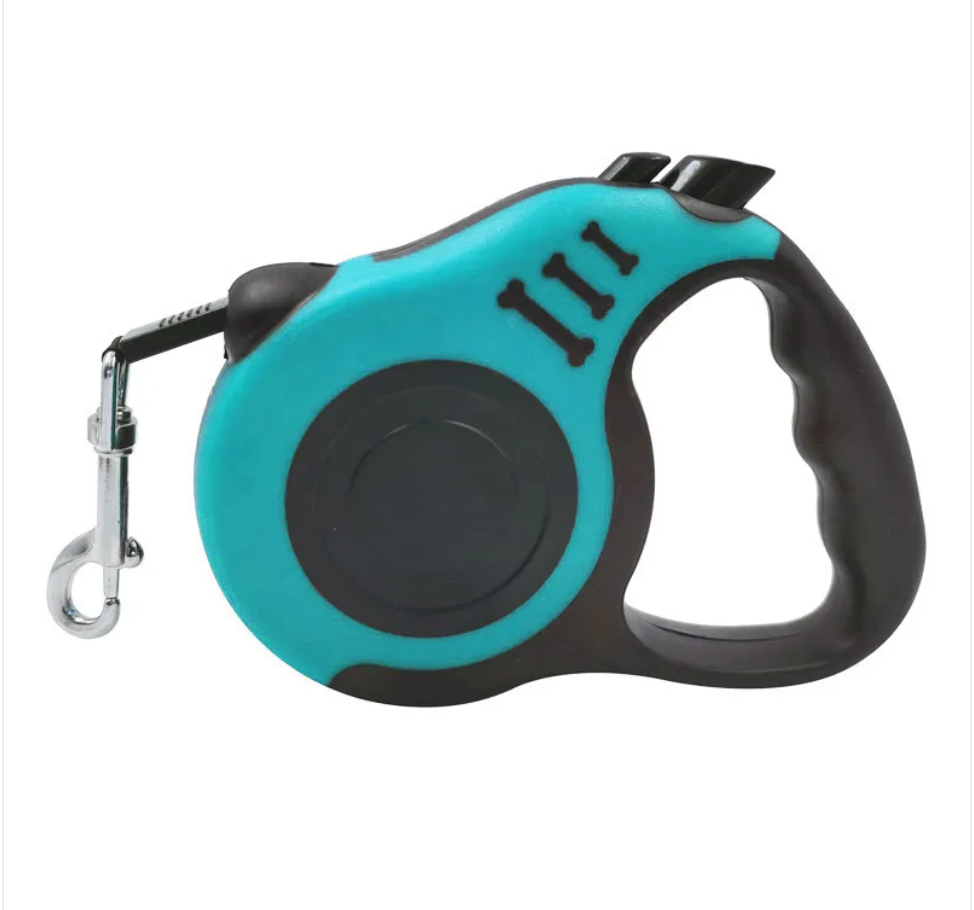 Automatic Retractable Dog Leash with Bone Print – Durable Nylon, Smooth Retraction