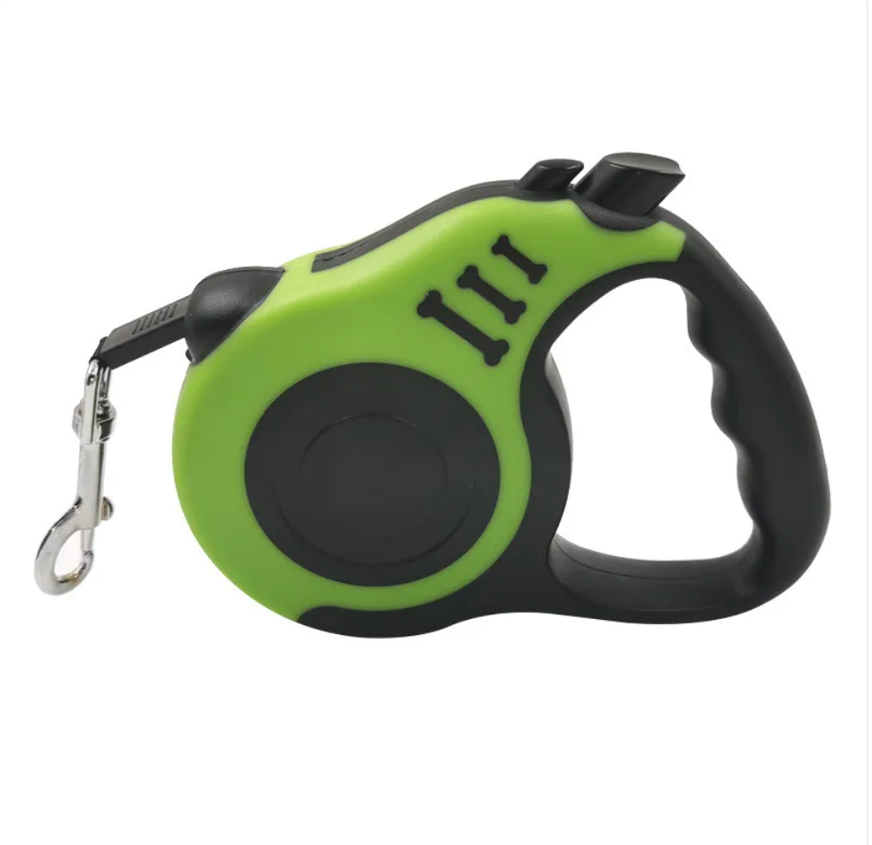 Automatic Retractable Dog Leash with Bone Print – Durable Nylon, Smooth Retraction