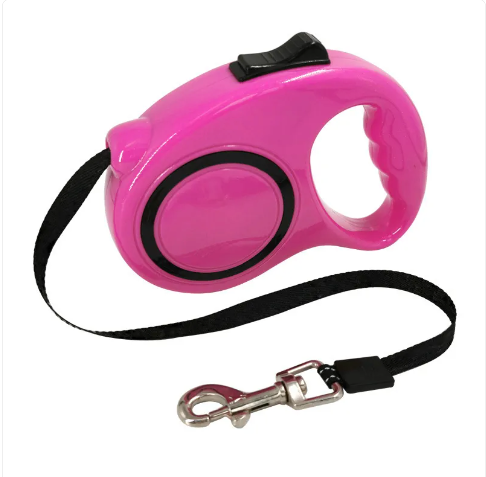 Automatic Retractable Dog Leash with Bone Print – Durable Nylon, Smooth Retraction