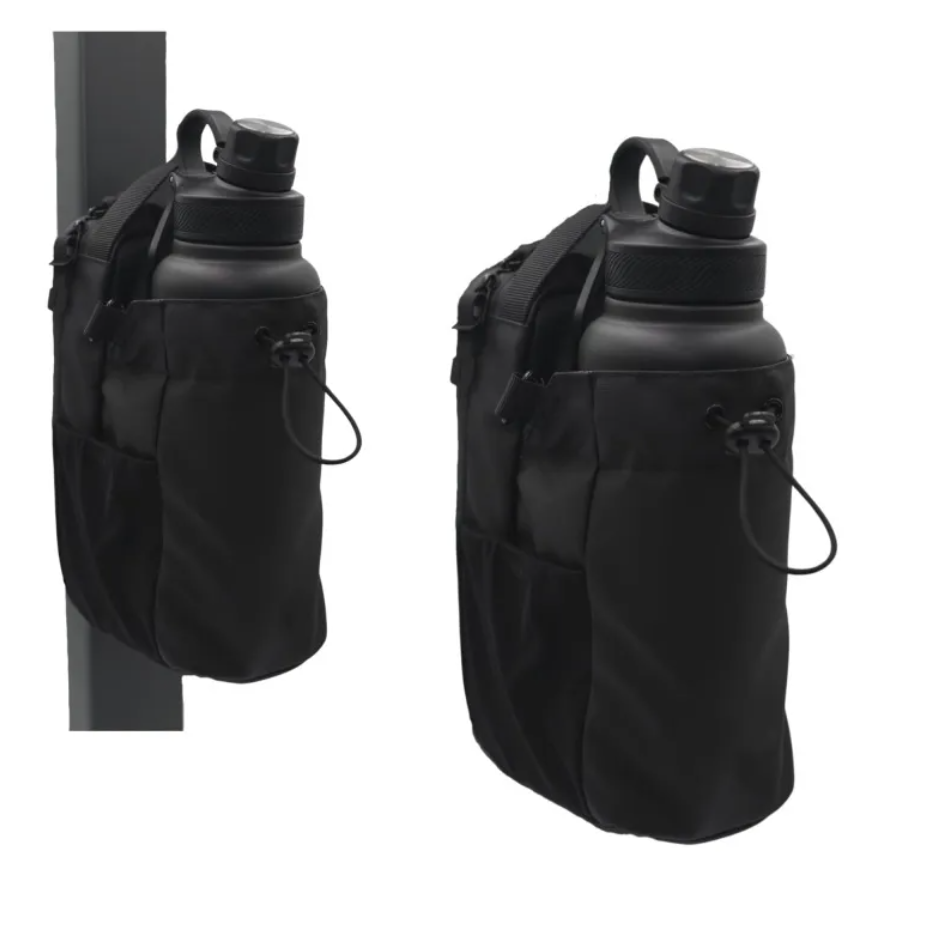 Large Capacity Fitness Kettle Bag - Canvas & Nylon, Magnetic Closure, Waterproof Gym Pannier Bag | Black